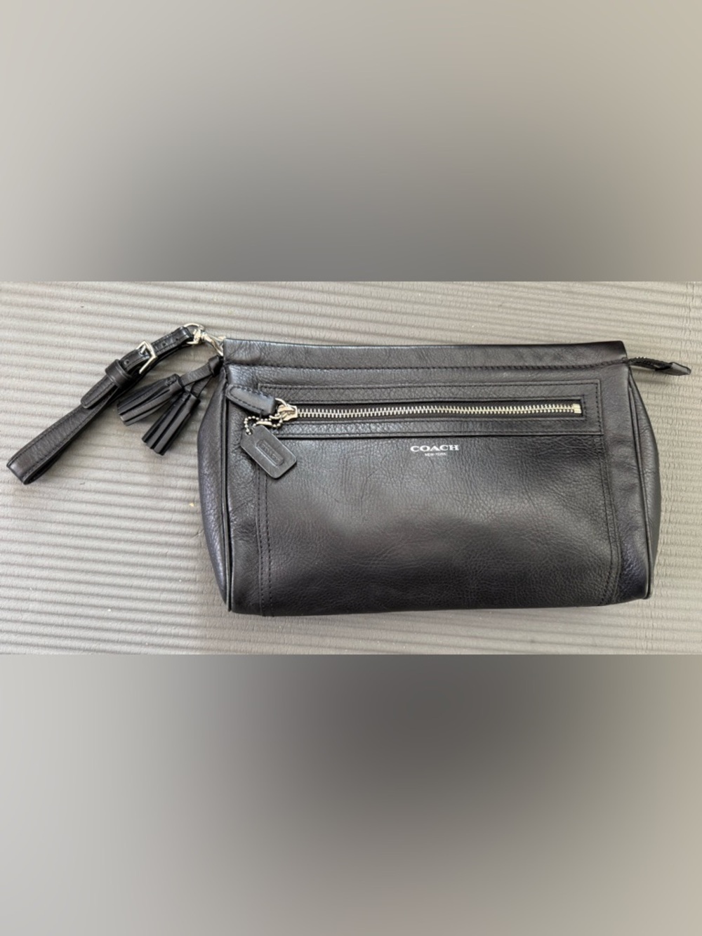 Coach Legacy Black Leather Clutch w/Wristlet Tassel Zip NWT